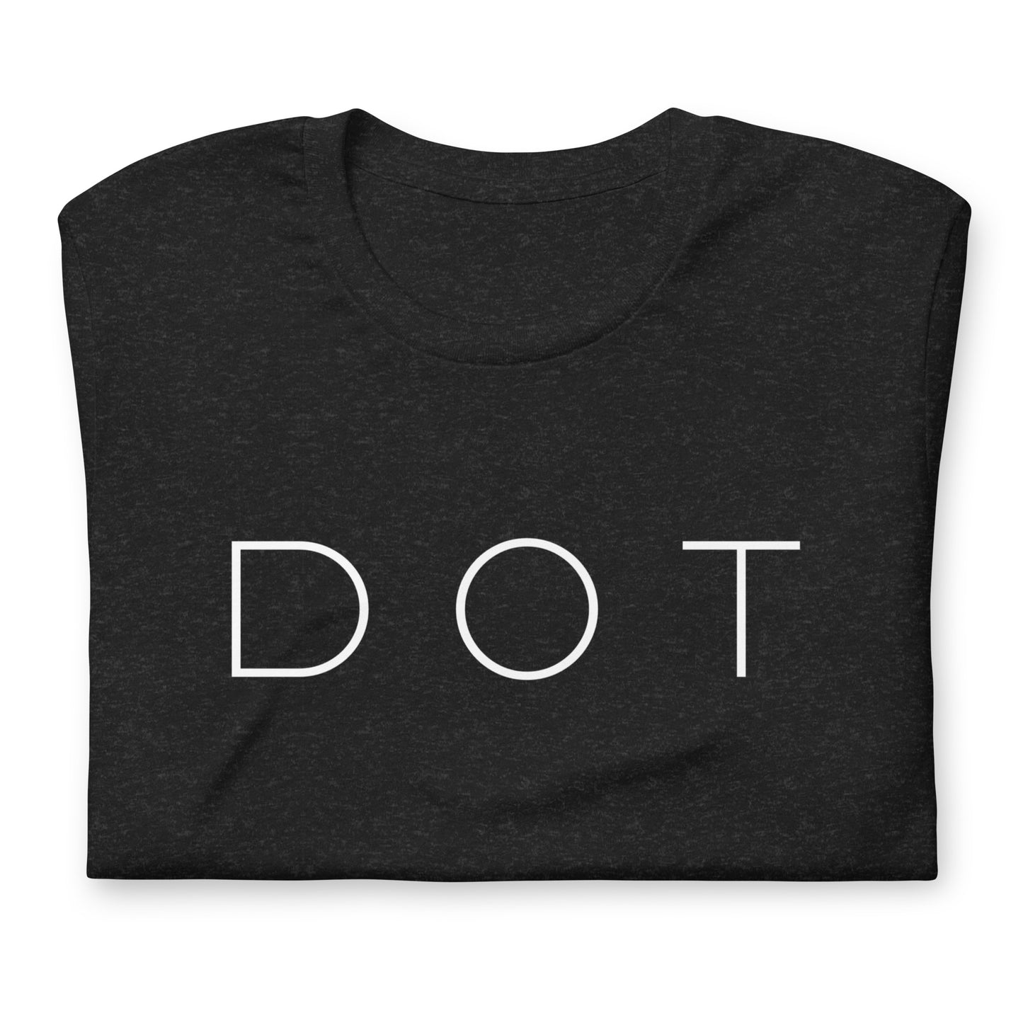 Dorchester t shirt, with "DOT" in white font, black shirt, folded