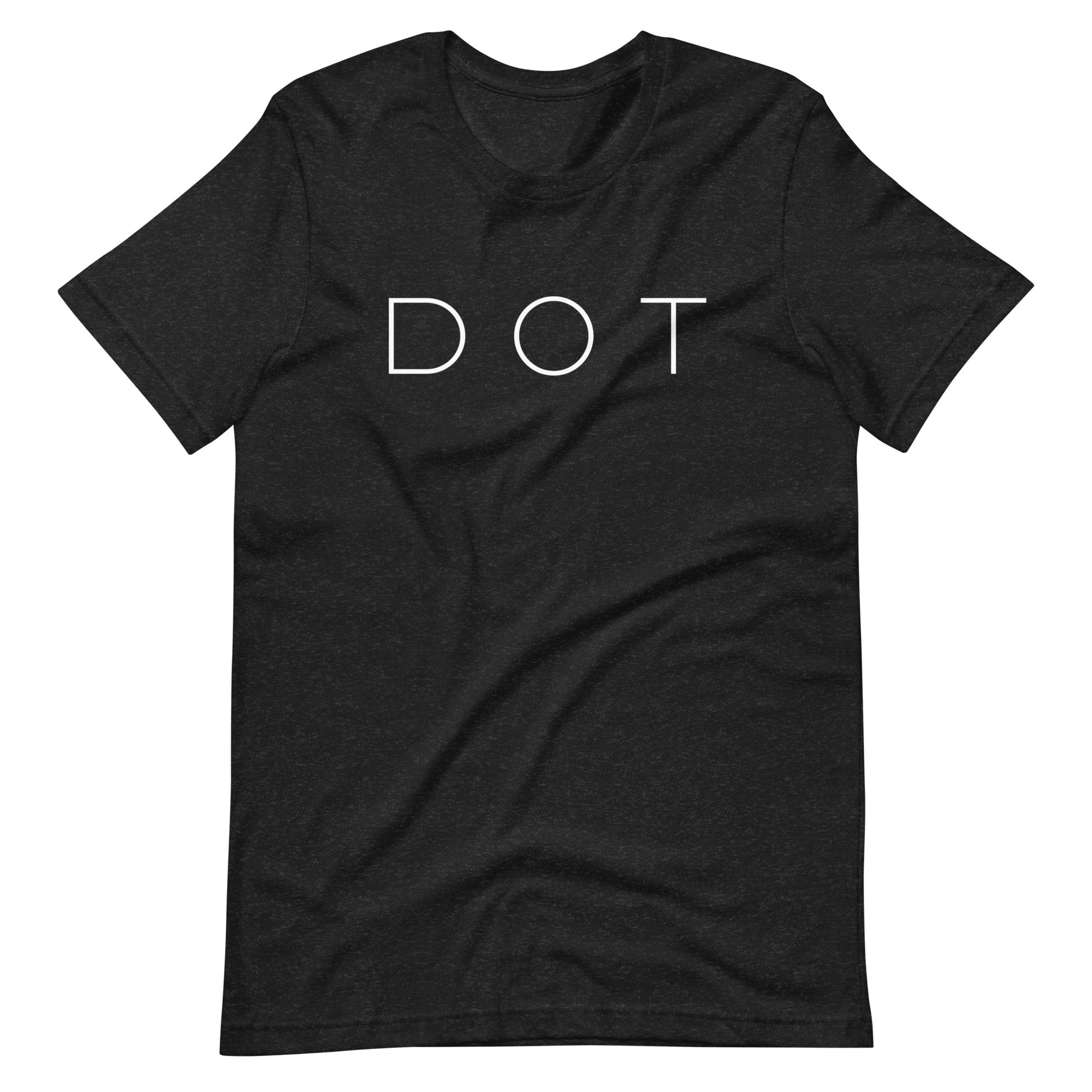 Dorchester t shirt, with "DOT" in white font,black shirt