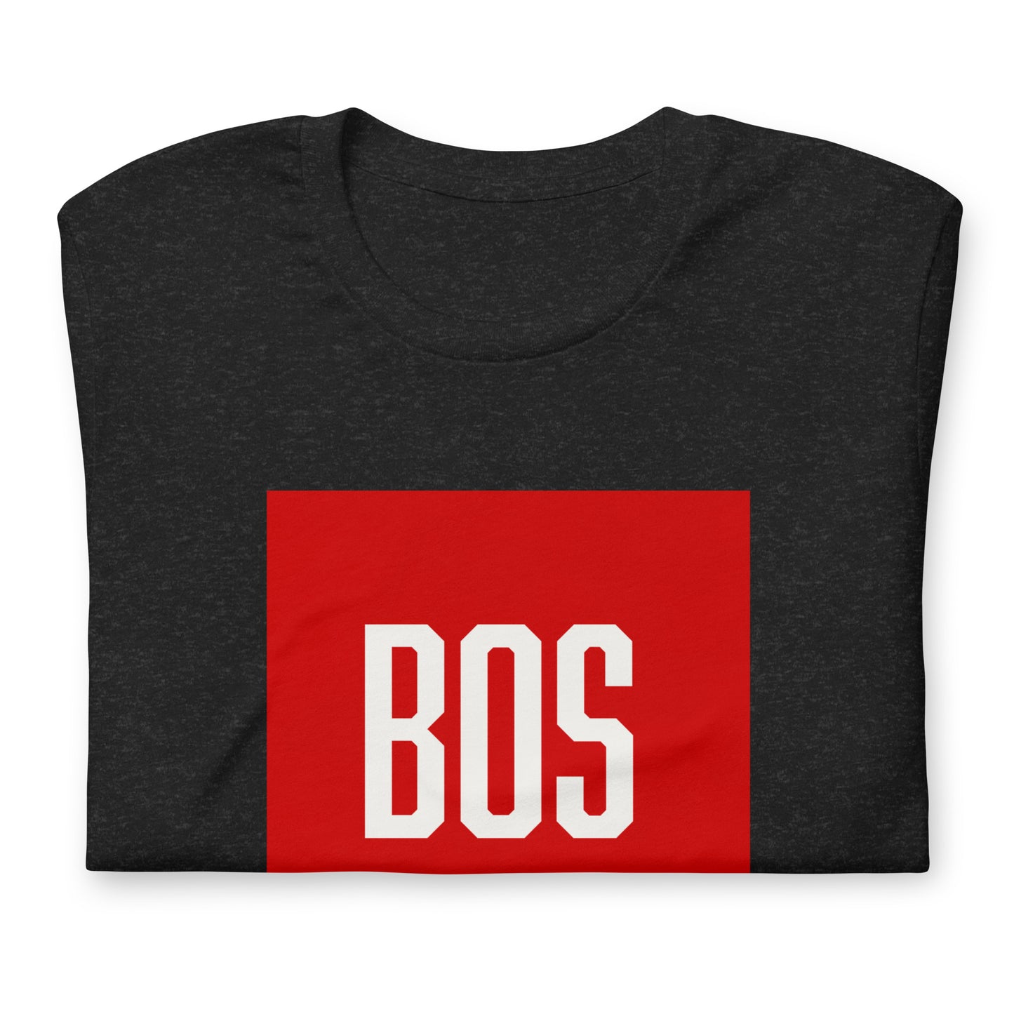 Boston T shirt, red block, Boston, MA, grey