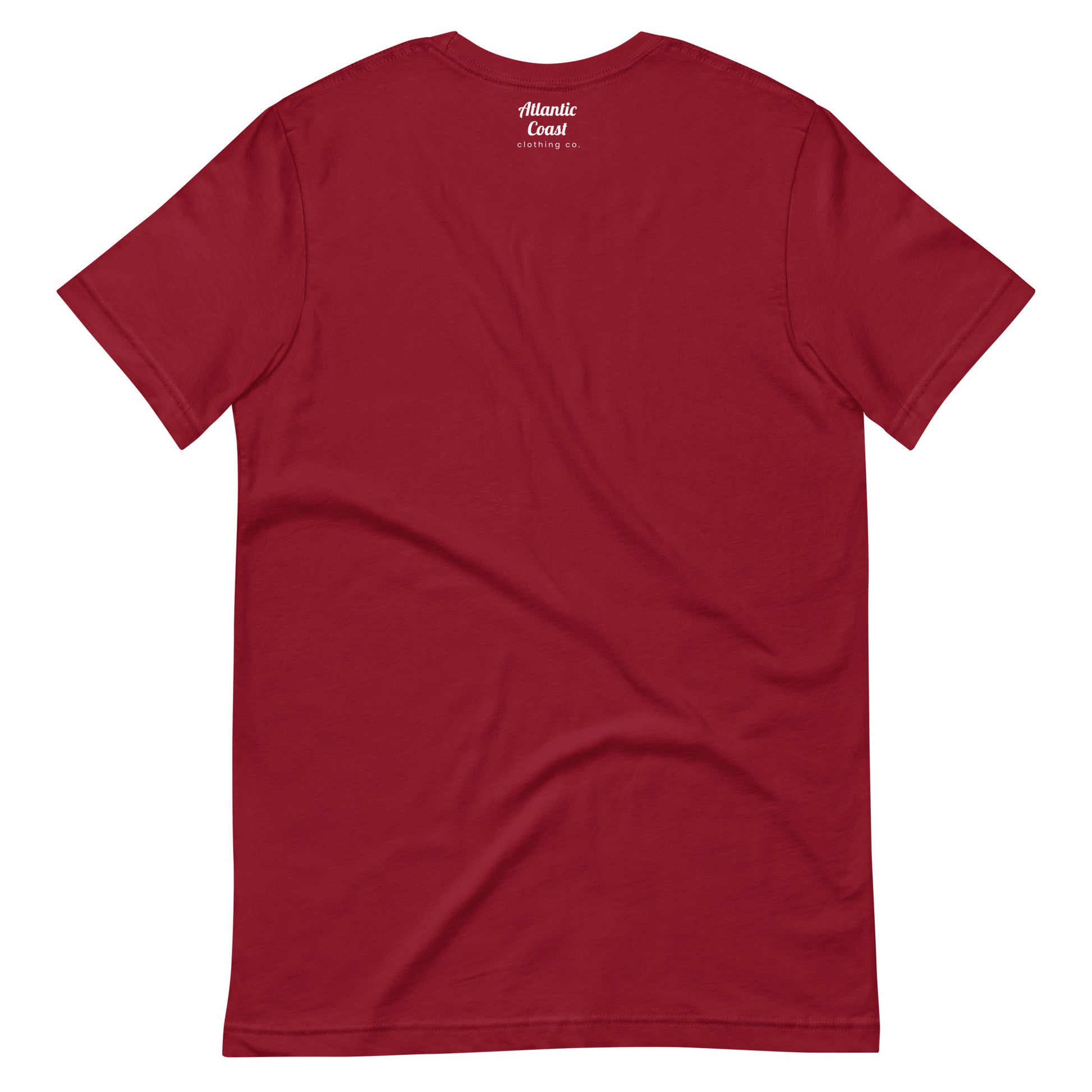 Graphic t shirt displaying "Beacon Hill", a neighborhood in Boston, MA. The shirt shown is cardinal red, view of back..