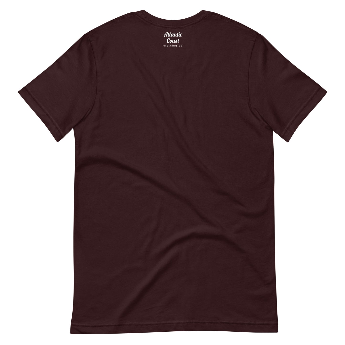 Graphic t shirt displaying "Beacon Hill", a neighborhood in Boston, MA. The shirt shown is dark red. View of back. .