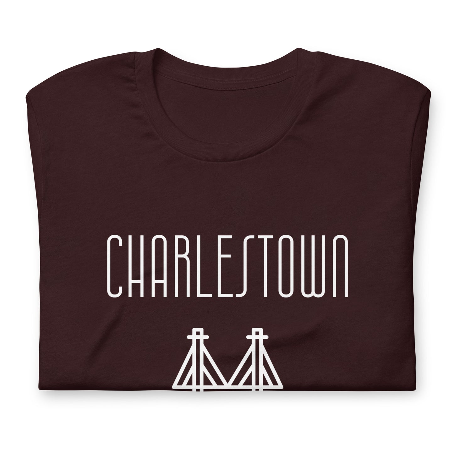 charlestown, Boston MA t shirt, maroon, folded