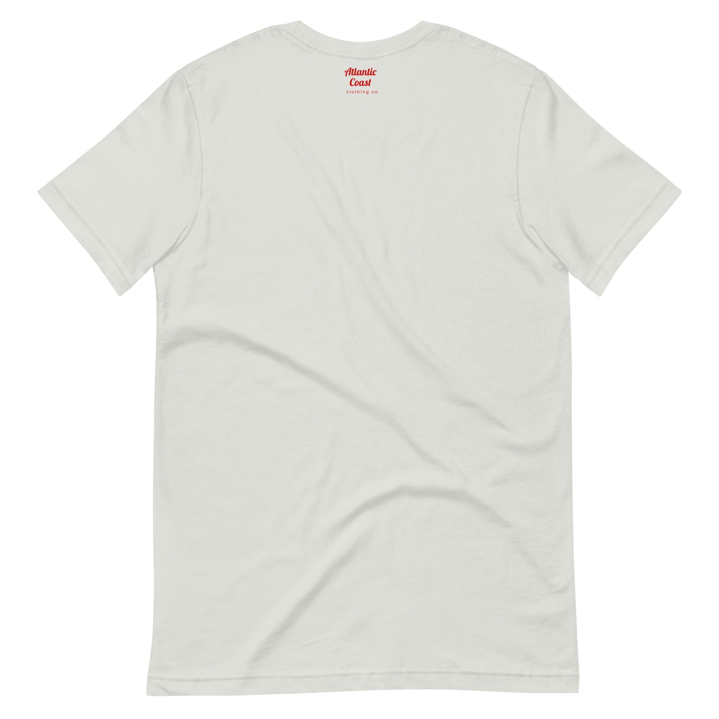 Boston t shirt with "BOS" abbreviation, light grey, view of back