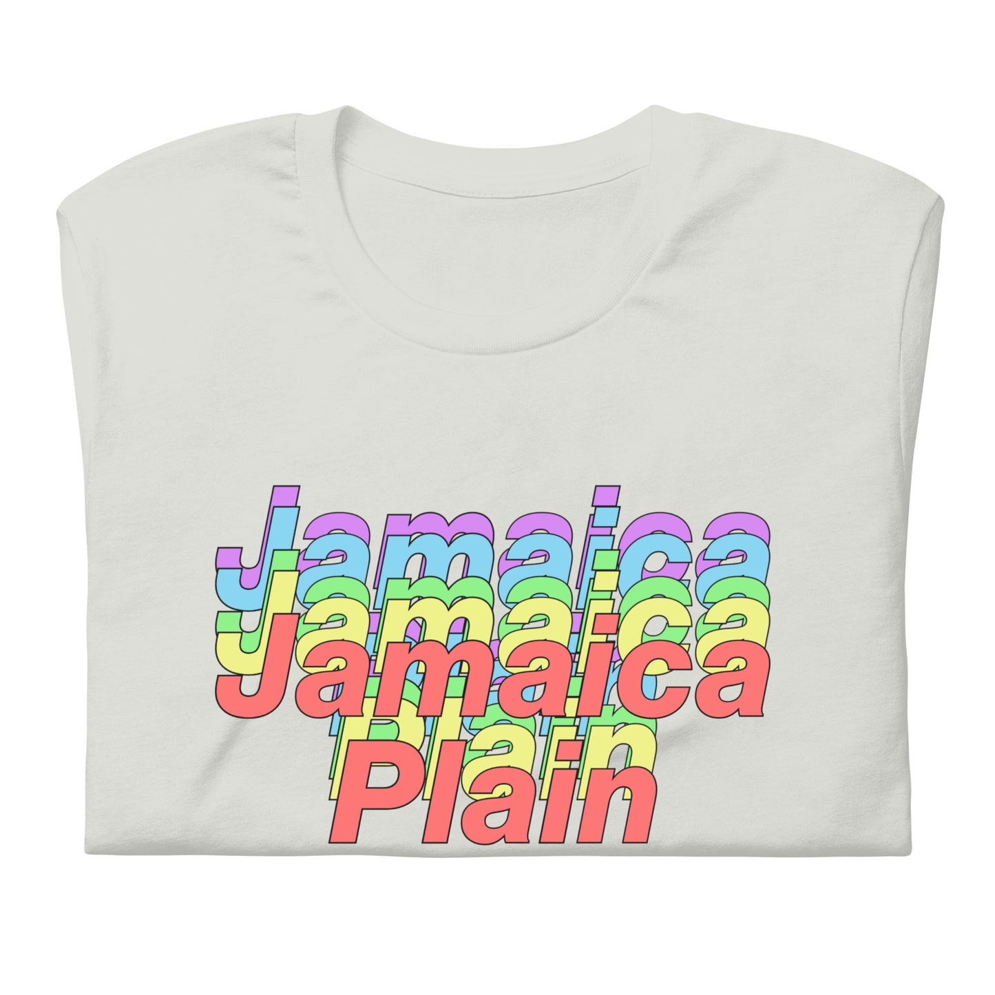 Jamaica Plain, Boston MA t shirt, grey, folded