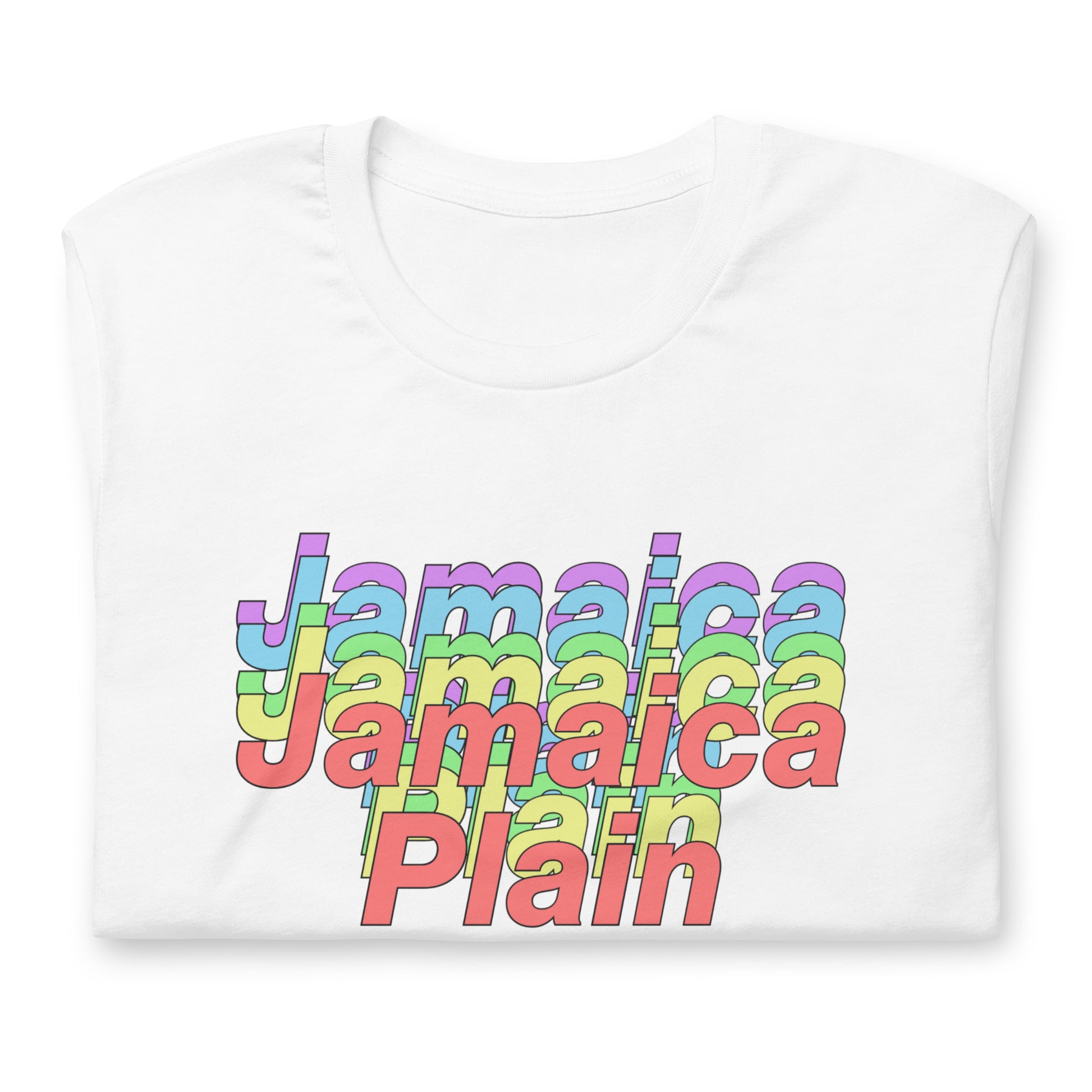 Jamaica Plain, Boston MA t shirt, white, folded