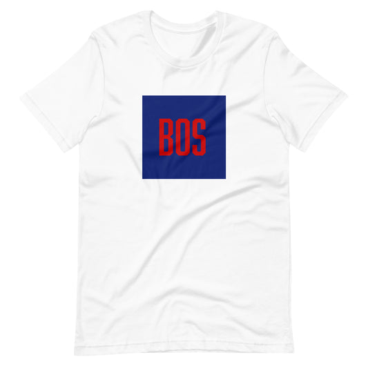Boston t shirt with "BOS" abbreviation, white
