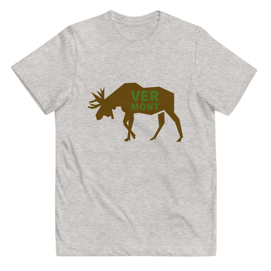 light grey t-shirt with the text VERMONT on top of a moose