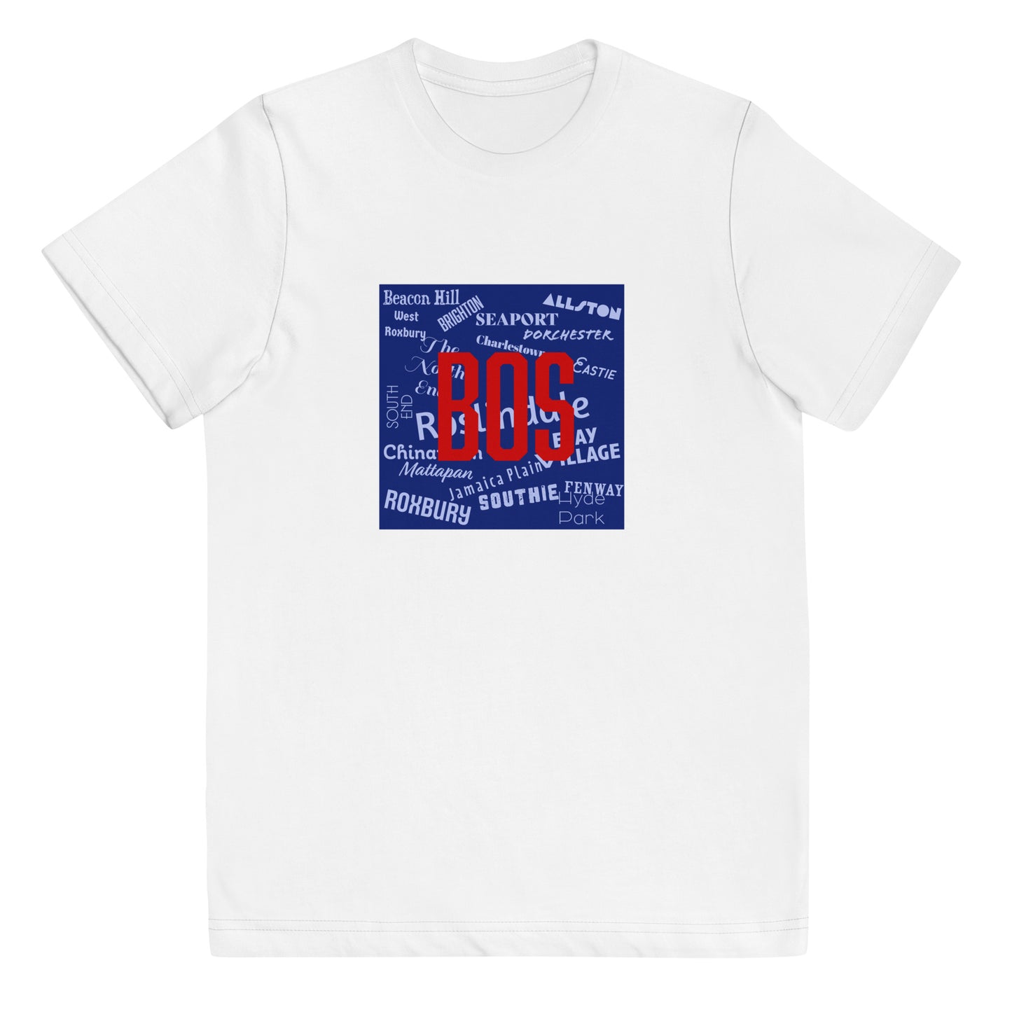 Neighborhoods of Boston, MA T shirt, youth, white