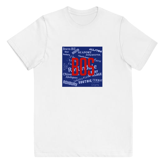 Neighborhoods of Boston, MA T shirt, youth, white